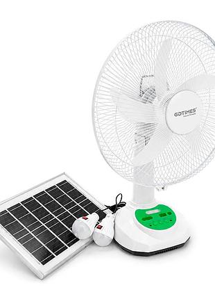 Вентилятор gdtimes gd 8069li-14, 14", solar+ встроенный аккумулятор, 2*usb лампочки, box