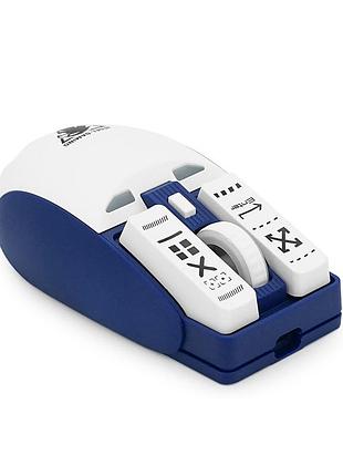 Мышь беспроводная jedel wd149, 1200/2400/3200dpi, 2.4ghz+bluetooth 5.0, 3.7v 500mah, type-c зарядки. 112x60x40 мм. white/blue.