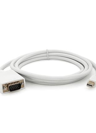 Конвертер mini display port (папа) на vga(папа), white 1.8m (пакет)