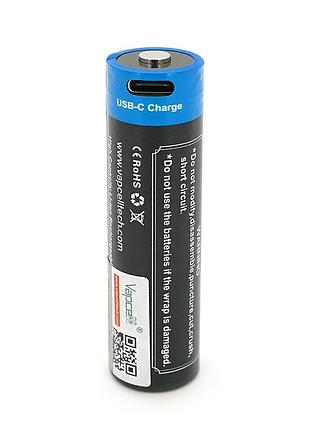 Акумулятор 18650 li-ion vapcell p1840a, 4000mah, 10a, 3.6v (2.5-4.2v), usb type-c, 2 шт. в упаковці, ціна за 1 шт