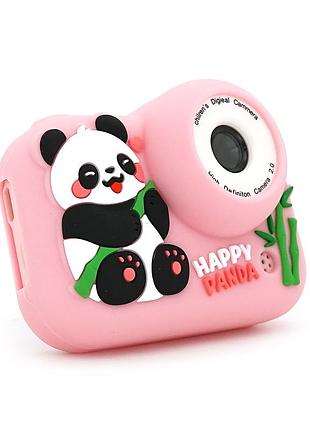 Дитячий фотоапарат m03 рожева панда, 2 камери, екран ips 2-дюйми, type-c, pink, box