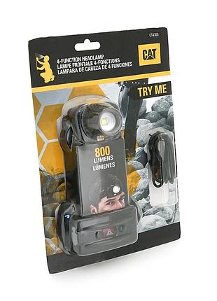 Ліхтар налобний cat ct4305, 800lm, 3 режими, живлення від 2*26650, blister