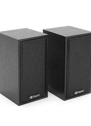 Колонки 2.0 kisonli t-002a для пк та ноутбука, usb + 3.5mm, 2x3w, 20hz-18khz, black, box, q30