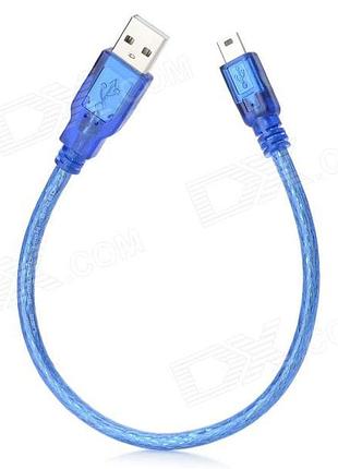 Кабель usb 2.0 ritar (am/mini 5 pin) 0,3 м, синій прозорий