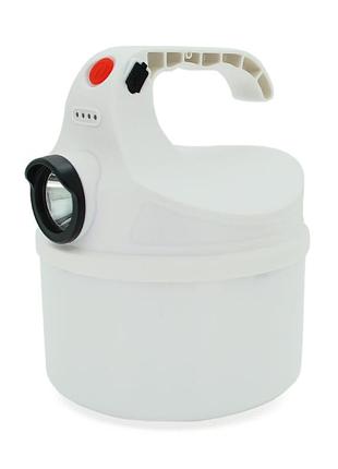 Фонарик для кемпинга panther pt-8806, 1+3 режима, корпус-пластик, ударопрочный, ip44, встроенный акум 6000mah, usb кабель, white,