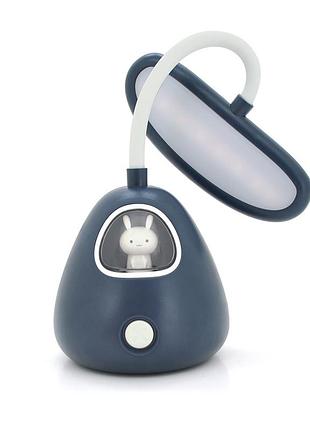Гнучка настільна лампа-нічник rabbit ld-3053, 3 режими, 4,2v 300mah. microusb, 3 години роботи, 25см, 200гр, dark blue, box