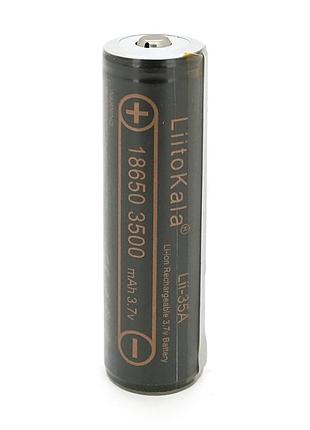 Акумулятор 18650 li-ion liitokala lii-35a-pcb, protected, 3500mah (3300-3500mah), 3.7v (2.75-4.2v), black