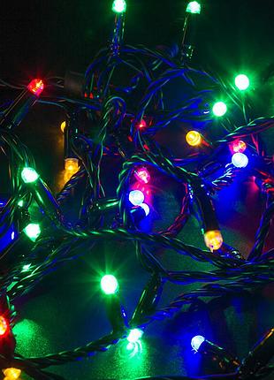 Гирлянда 200led (диод) rgb, 20 метров, подлежащая вилка, черная изоляция