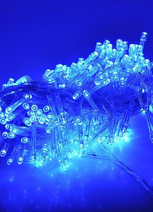 Гирлянды 120led (штора) blue, 8 режимов, 3х0,3 метра, прозрачная изоляция, box