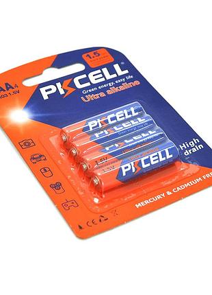 Батарейка щелочная pkcell 1.5v aaa/lr03, 4 штуки в блистере, q12/144