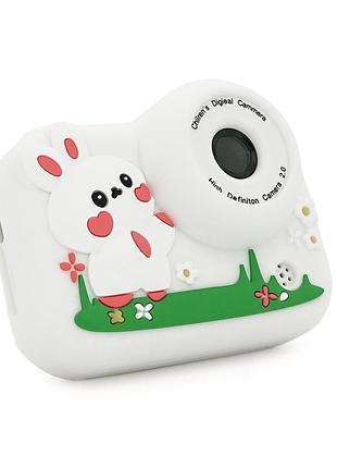 Детский фотоаппарат m03 белый кролик, 2 камеры, экран ips 2-дюймы, type-c, white, box