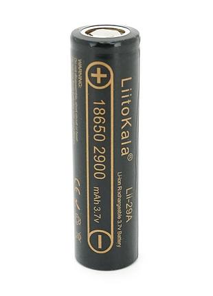 Акумулятор 18650 li-ion liitokala lii-29a, 2900mah (2850-2950mah), 3.7v (2.75-4.2v), black, pvc box q2, цiна за 1 шт
