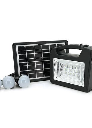 Переносний ліхтар gd-103+ solar, 1+1 режим, 1+15led, вбудований аккум-powerbank 10000mah, 2usb, 3 лампочки 3w, usb вихід, black,