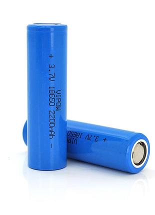Акумулятор 18650 li-ion vipow icr18650 flattop, 2200mah, 3.7v, blue