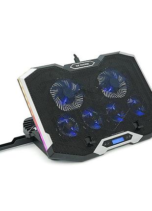 Підставка для ноутбука icecoorel k9, 10-17", 2*100mm 1400±10% rpm + 4*70mm 2500±10%rpm, корпус пластик+алюміній, 2xusb2.0 +