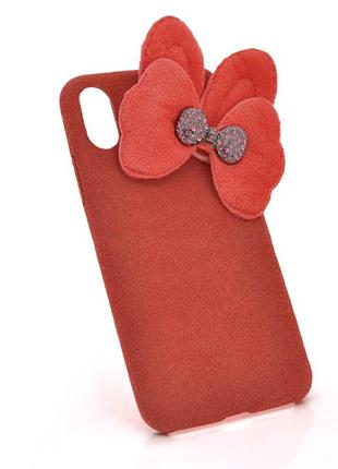 Накладка пушистая бантик iphone 6/6s