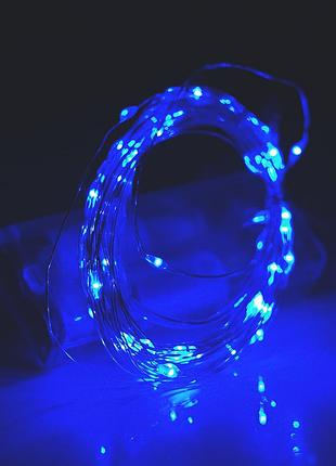Гирлянды 50led, 1 режим, 5 метров, прозрачная изоляция, питание от usb + 2 * аа, blue, box