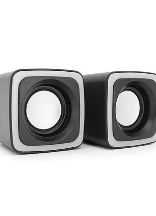 Колонки 2.0 jedel s-575 usb+3.5mm, 2x3w, 30hz-16khz, с led подсветкой, 72х73х65 мм, black, box