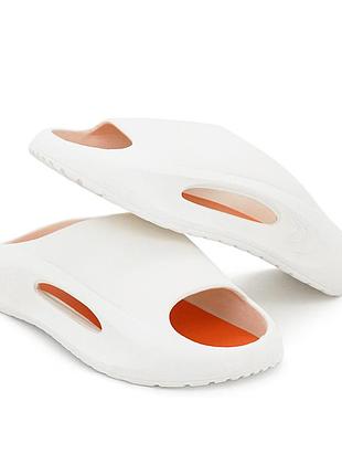 Летние тапочки, силиконовая подошва, размер 38 (длина стельки 24,5 см), white/orange