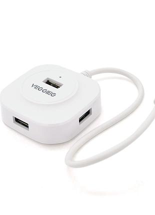 Хаб veggieg v-c242 type-c, 4 порти usb 2.0, 20 см, white, box
