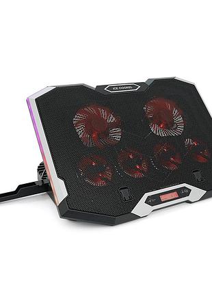Підставка для ноутбука icecoorel k9, 10-17", 2*100mm 1400±10% rpm + 4*70mm 2500±10%rpm, 2xusb2.0 + підставка для мобільного
