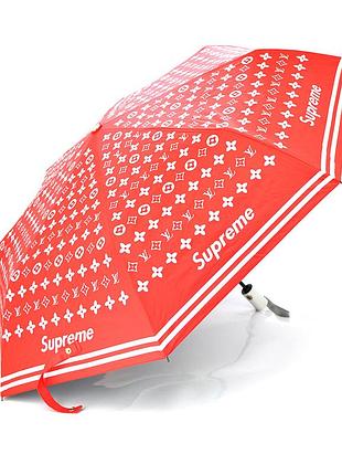 Парасоля жіноча supreme автоматична, d-120см, захист від сонця, uv (99%), захист від дощу, каркас - al+fe, white-red
