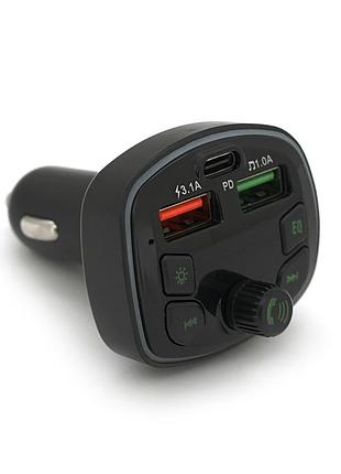 Fm-модулятор q7 з еквалайзером, 3.1a, pd18w, usb, tf, 55.5х41.5х37.5