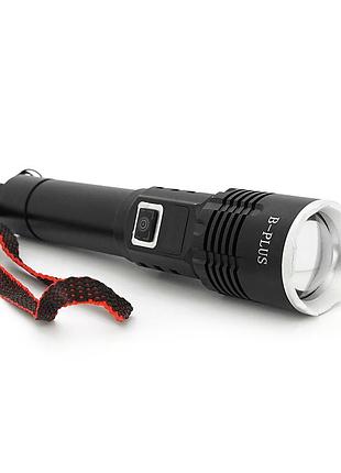 Фонарик bp-c16 p50, zoom, 1 режим, корпус металл, аккум 18650, индикация заряда, usb кабель, box