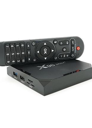 Медиа приставка x96-max plus6 4 / 32g smart tv box (android 9.0, озу 4 гб, 32гб встроенной памяти, 4-х квантовый процессор amlogic