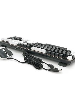 Комплект ведущий kb+mouse xstrike x-1011, usb, rgb подсветки, (eng/укр/pyc), black/white, box