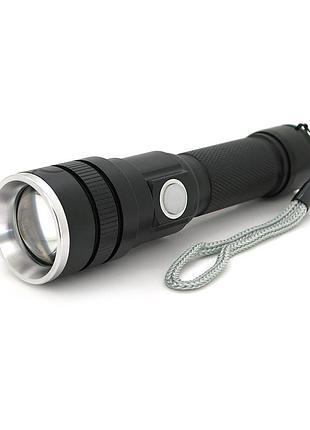 Ліхтар ручний bailong bl-611-p50, 1led p50, 10w, 2 режими, zoom, 18650/2800mah, black, ip44, usb-microusb, 142х36х28мм, box