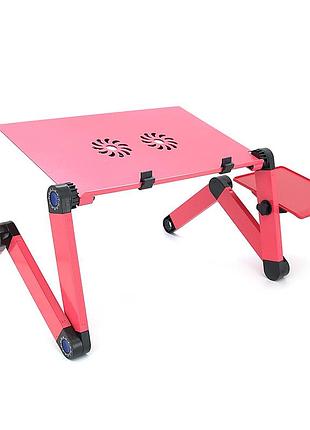 Стіл-трансформер під ноутбук laptop table yl-803, 2 вентилятори, pink, 480*260 mm