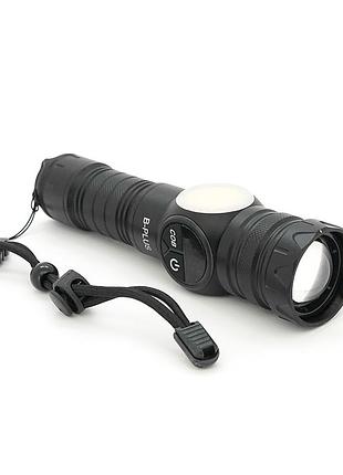Ліхтарик bp-x707 p90, zoom, 5+2+2 режими, корпус метал, магніт, акум 18650, індикація заряду, usb кабель, box