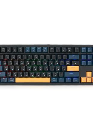 Клавиатура механическая usb jedel wkl-102, длина кабеля 170см, rgb подсветки, (eng/укр/рус), (385х160х50 мм), black/blue, 88к,