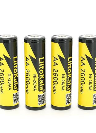 Аккумулятор liitokala ni-26/aa 1.2v aa 2600mah nimh rechargeable battery, 4 штуки в shrink, цена за shrink
