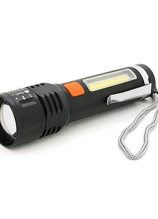 Ліхтарик xp-p50-p12, 3+1 режим, корпус алюмінієвий, вбудований акум, usb кабель, box