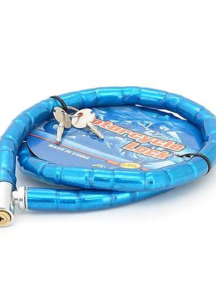 Замок велосипедный цепной на ключе kming3835, длина 18*1000мм, pvc/сталь, blue