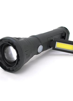 Фонарик ручной laterna jpl-2182a, 5w cree q5+cob, zoom, 2+1 режим, встроенный аккумулятор, ip40, 200х65х40. blister