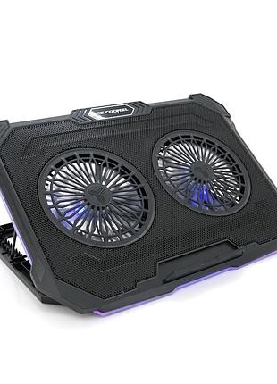 Підставка під ноутбук icecoorel f8, 10-17", 2*125mm 1200±10% rpm, корпус пластик+алюміній, 2xusb 2.0, 415x293x26.5mm, rgb, box q10