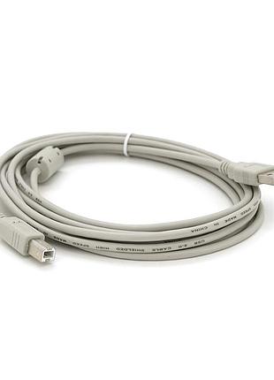 Кабель usb 2.0 am/bm, 3.0m, 1 ферит, білий