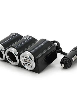 Азу розгалужувач olesson 1502, 12v-3*12v+2*usb, black, blister