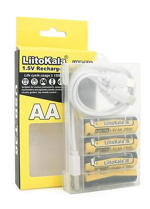 Акумулятор liitokala usb-t36 1.5v/aa 1.5v aa 2400mah/3600mwh, li-ion rechargeable battery, type-c, charging current:300mah,в