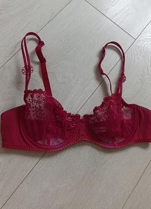 Розовый бюстгальтер ажурный бюст кружевной лиф кружевый simone perele 36b 80b 75c