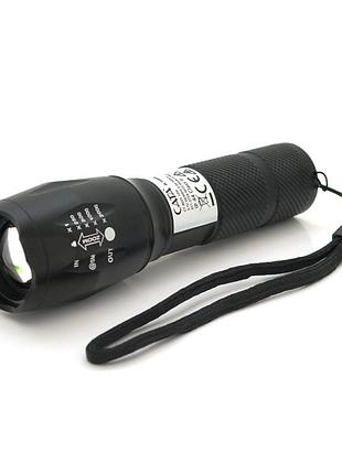 Ліхтар ручний cata ct-8025, 1led cree xm-l t6, 10w, 5 режимів, zoom, 18650/3400 вбудований, black, ip44, microusb, 132х33х27мм,