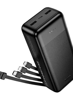 Power bank hoco j163b 30000mah, 22.5w, 4 кабелі, black, 0.660kg