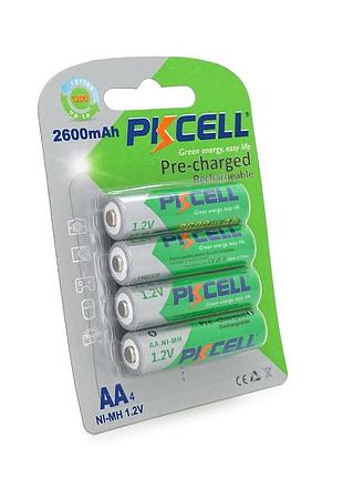 Акумулятор pkcell 1.2v aa 2600mah nimh already charged, 4 штуки у блістері ціна за блістер, q12