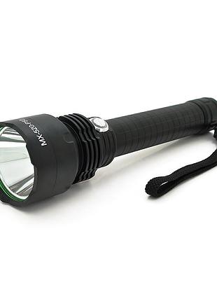 Ліхтар ручний powermaster mx-520-p50, 1led xpe led, 3.5w, 5 режими, 2х 26650/9800mah, black, ip40, кабель usb-micro, 250х62х35мм,