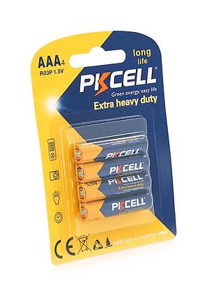 Батарейка сольова pkcell 1.5v aaa/r03, 4 штуки у блістері ціна за блістер, q12/144
