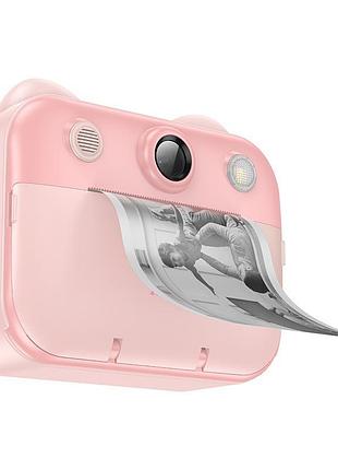 Детский фотоаппарат hoco dv204 с функцией моментальной печати, поддержка microsd card, pink, box