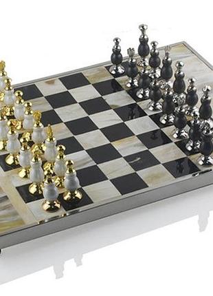 Шахматы 9501, черно белая доска мрамор